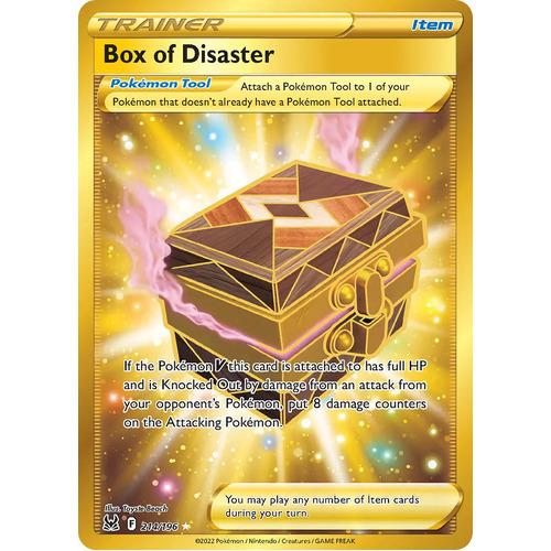 Box of Disaster 214/196 SWSH Lost Origin Holo Full Art Gold Secret Rare Pokemon Card NEAR MINT TCG
