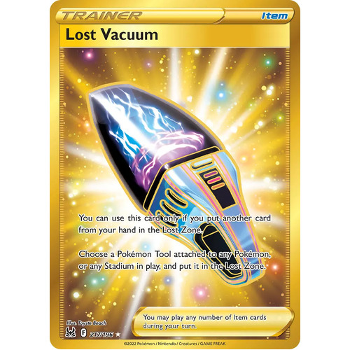 Lost Vacuum 217/196 SWSH Lost Origin Holo Full Art Gold Secret Rare Pokemon Card NEAR MINT TCG