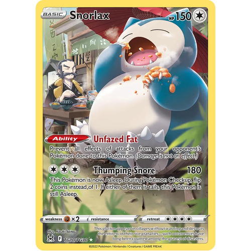Snorlax 10/30 SWSH Lost Origin Trainer Gallery Full Art Holo Rare Pokemon Card NEAR MINT 