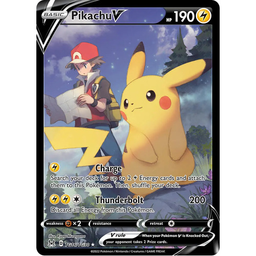 Pikachu V 16/30 SWSH Lost Origin Trainer Gallery Full Art Holo Rare Pokemon Card NEAR MINT 