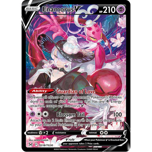 Enamorus V 18/30 SWSH Lost Origin Trainer Gallery Full Art Holo Rare Pokemon Card NEAR MINT 
