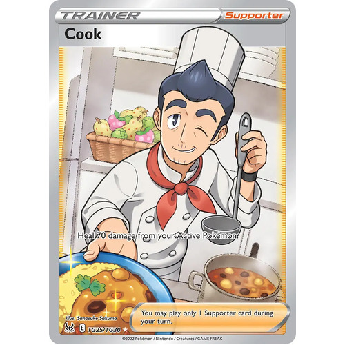 Cook 25/30 SWSH Lost Origin Trainer Gallery Full Art Holo Rare Pokemon Card NEAR MINT 