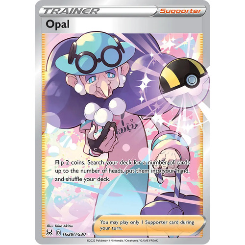 Opal 28/30 SWSH Lost Origin Trainer Gallery Full Art Holo Rare Pokemon Card NEAR MINT 