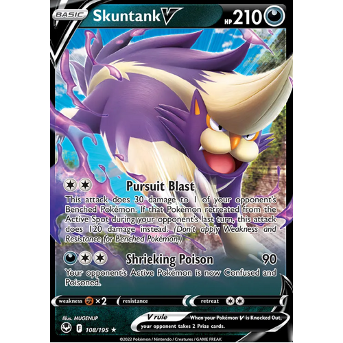 Skuntank V 108/195 SWSH Silver Tempest Holo Ultra Rare Pokemon Card NEAR MINT TCG