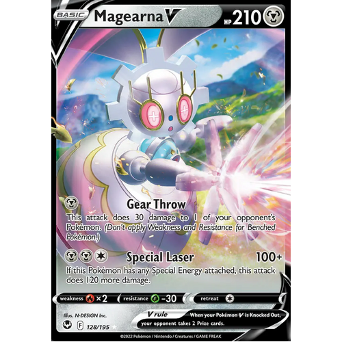 Magearna V 128/195 SWSH Silver Tempest Holo Ultra Rare Pokemon Card NEAR MINT TCG