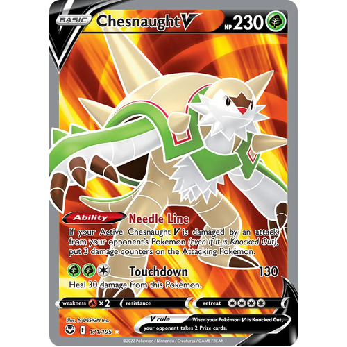 Chesnaught V 171/195 SWSH Silver Tempest Holo Full Art Ultra Rare Pokemon Card NEAR MINT TCG