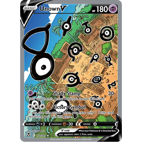 Unown V 177/195 SWSH Silver Tempest Holo Full Alternate Art Ultra Rare Pokemon Card NEAR MINT TCG