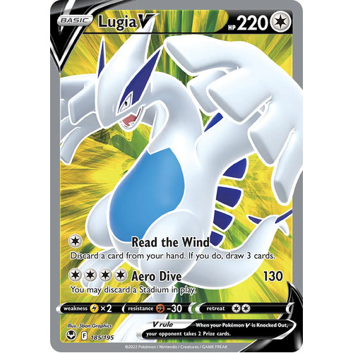 Lugia V 185/195 SWSH Silver Tempest Holo Full Art Ultra Rare Pokemon Card NEAR MINT TCG