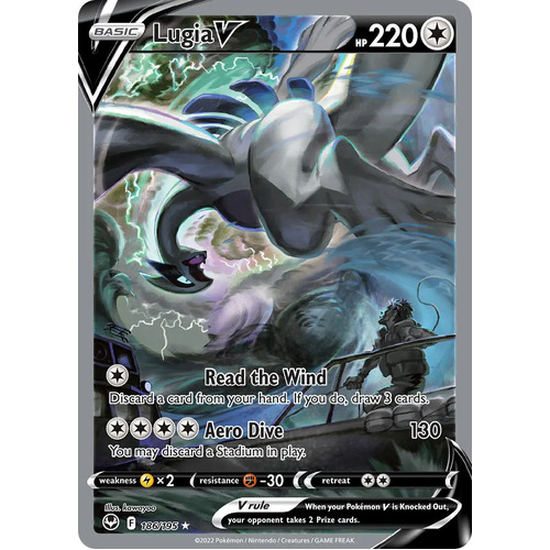 Lugia V 186/195 SWSH Silver Tempest Holo Full Alternate Art Ultra Rare Pokemon Card NEAR MINT TCG