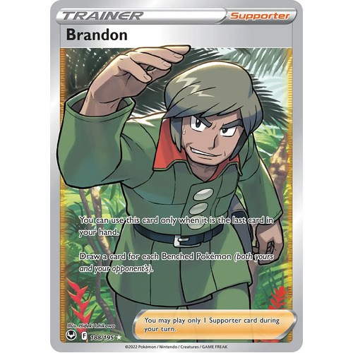 Brandon 188/195 SWSH Silver Tempest Holo Full Art Ultra Rare Pokemon Card NEAR MINT TCG