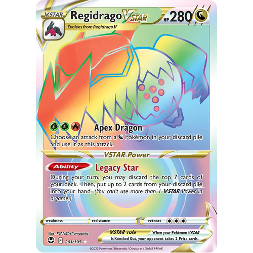 Regidrago VSTAR 201/195 SWSH Silver Tempest Holo Full Art Hyper Rainbow Rare Pokemon Card NEAR MINT TCG