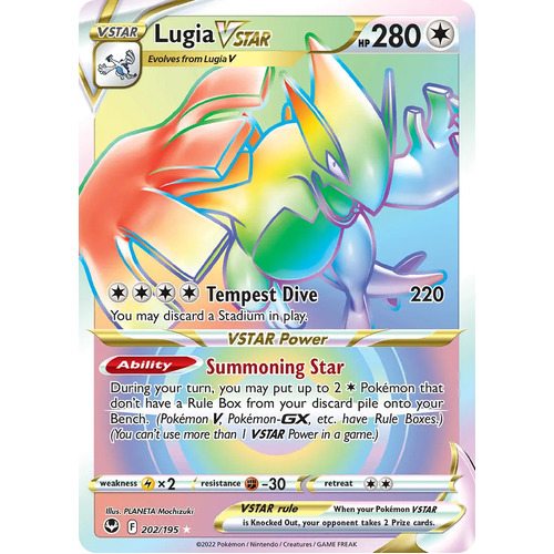 Lugia VSTAR 202/195 SWSH Silver Tempest Holo Full Art Hyper Rainbow Rare Pokemon Card NEAR MINT TCG