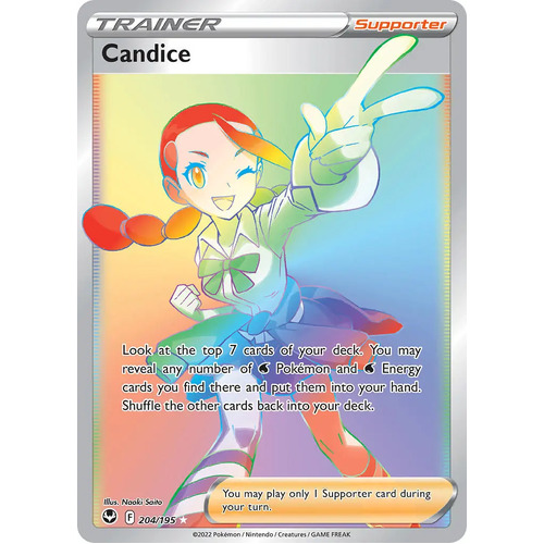 Candice 204/195 SWSH Silver Tempest Holo Full Art Hyper Rainbow Rare Pokemon Card NEAR MINT TCG