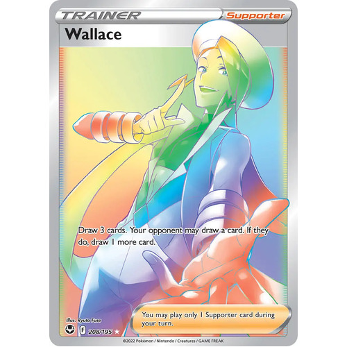 Wallace 208/195 SWSH Silver Tempest Holo Full Art Hyper Rainbow Rare Pokemon Card NEAR MINT TCG