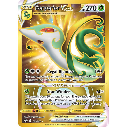 Serperior VSTAR 210/195 SWSH Silver Tempest Holo Full Art Gold Secret Rare Pokemon Card NEAR MINT TCG