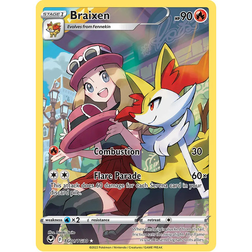 Braxien 1/30 SWSH Silver Tempest Trainer Gallery Full Art Holo Rare Pokemon Card NEAR MINT 