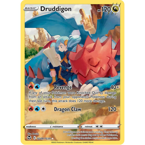 Druddigon 9/30 SWSH Silver Tempest Trainer Gallery Full Art Holo Rare Pokemon Card NEAR MINT 