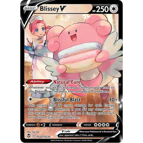 Blissey V 22/30 SWSH Silver Tempest Trainer Gallery Full Art Holo Rare Pokemon Card NEAR MINT 