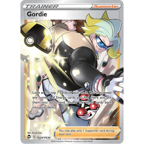 Gordie 24/30 SWSH Silver Tempest Trainer Gallery Full Art Holo Rare Pokemon Card NEAR MINT 