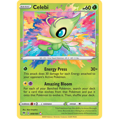 Celebi 9/185 Vivid Voltage Amazing Rare Pokemon Card NEAR MINT TCG