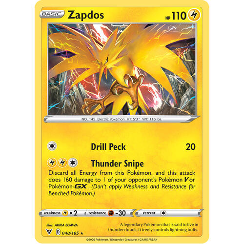 Zapdos 48/203 Vivid Voltage Rare Holo Pokemon Card NEAR MINT TCG