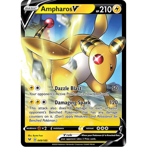 Ampharos V 49/185 Vivid Voltage Holo Ultra Rare Pokemon Card NEAR MINT TCG