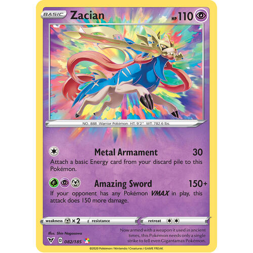 Zacian 82/185 Vivid Voltage Amazing Rare Pokemon Card NEAR MINT TCG