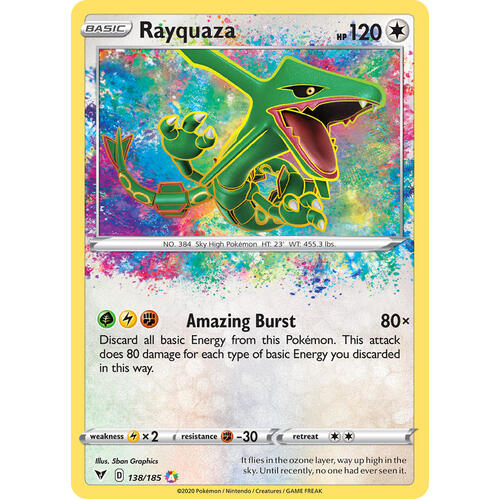 Rayquaza 138/185 Vivid Voltage Amazing Rare Pokemon Card NEAR MINT TCG