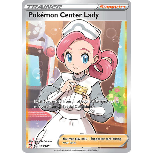 Pokemon Center Lady 185/185 Vivid Voltage Full Art Holo Ultra Rare Pokemon Card NEAR MINT TCG