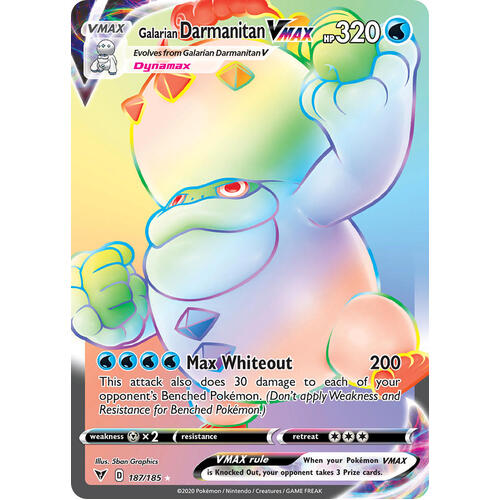Galarian Darmanitan VMAX 187/185 Vivid Voltage Rainbow Rare Pokemon Card NEAR MINT TCG