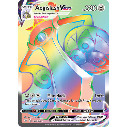 Aegislash VMAX  190/185 Vivid Voltage Rainbow Rare Pokemon Card NEAR MINT TCG