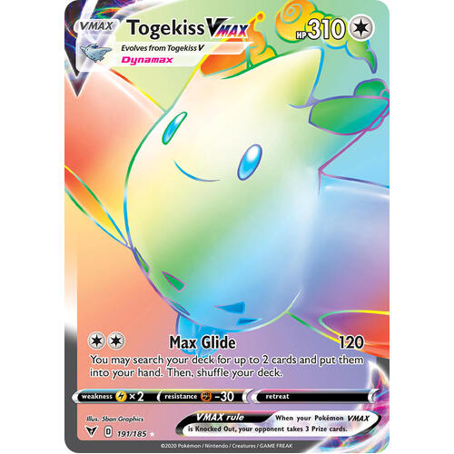 Togekiss VMAX  191/185 Vivid Voltage Rainbbow Rare Pokemon Card NEAR MINT TCG