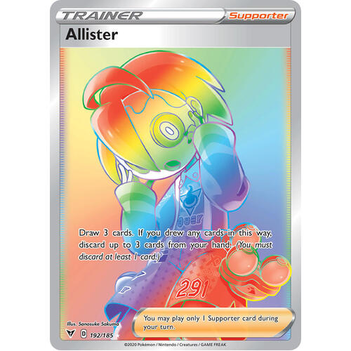 Allister  192/185 Vivid Voltage Rainbow Rare Pokemon Card NEAR MINT TCG