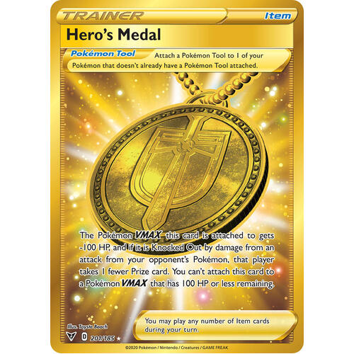Hero's Medal 201/185 Vivid Voltage Secret Rare Pokemon Card NEAR MINT TCG