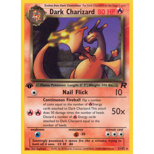 Dark Charizard 21/82 Team Rocket 1st Edition Rare Pokemon Card NEAR MINT TCG