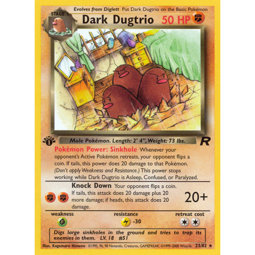 Dark Dugtrio 23/82 Team Rocket 1st Edition Rare Pokemon Card NEAR MINT TCG