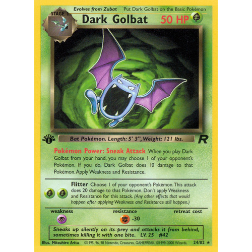 Dark Golbat 24/82 Team Rocket 1st Edition Rare Pokemon Card NEAR MINT TCG