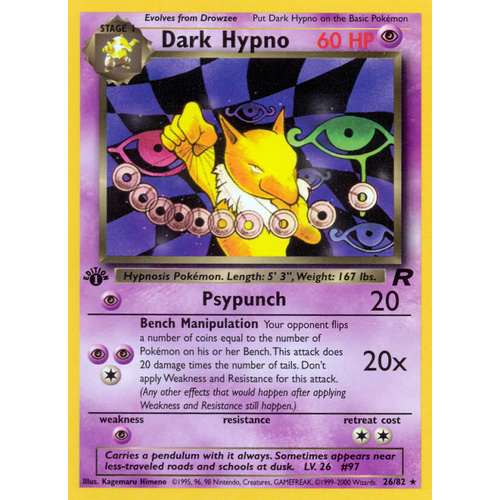 Dark Hypno 26/82 Team Rocket 1st Edition Rare Pokemon Card NEAR MINT TCG