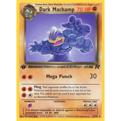 Dark Machamp 27/82 Team Rocket 1st Edition Rare Pokemon Card NEAR MINT TCG