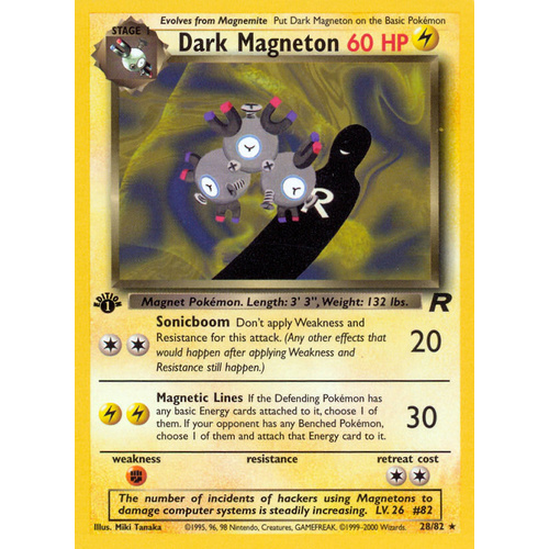 Dark Magneton 28/82 Team Rocket 1st Edition Rare Pokemon Card NEAR MINT TCG