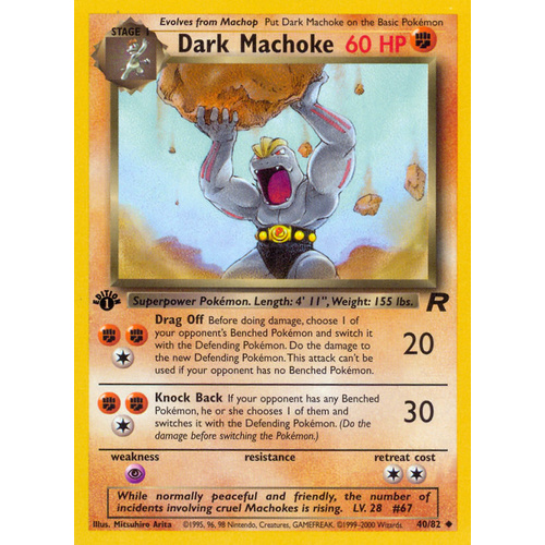 Dark Machoke 40/82 Team Rocket 1st Edition Pokemon Card NEAR