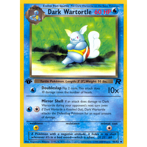 Dark Wartortle 46/82 Team Rocket 1st Edition Uncommon Pokemon Card NEAR MINT TCG