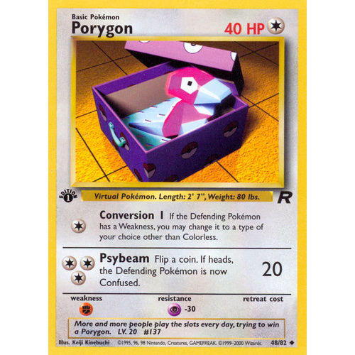 Porygon 48/82 Team Rocket 1st Edition Uncommon Pokemon Card NEAR MINT TCG