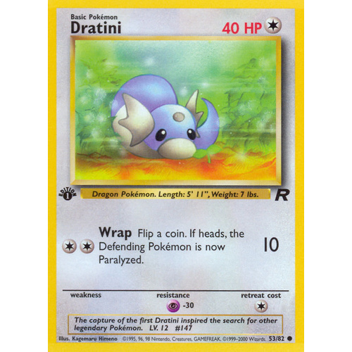 Dratini 53/82 Team Rocket 1st Edition Common Pokemon Card NEAR MINT TCG