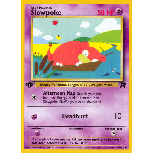 Slowpoke 67/82 Team Rocket 1st Edition Common Pokemon Card NEAR MINT TCG