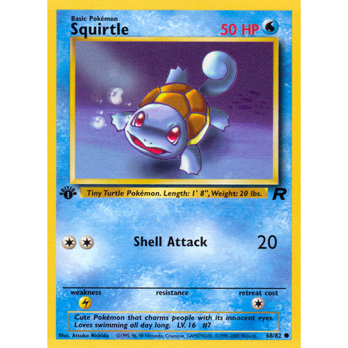 Squirtle 68/82 Team Rocket 1st Edition Common Pokemon Card NEAR MINT TCG