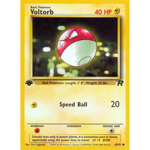 Voltorb 69/82 Team Rocket 1st Edition Common Pokemon Card NEAR MINT TCG