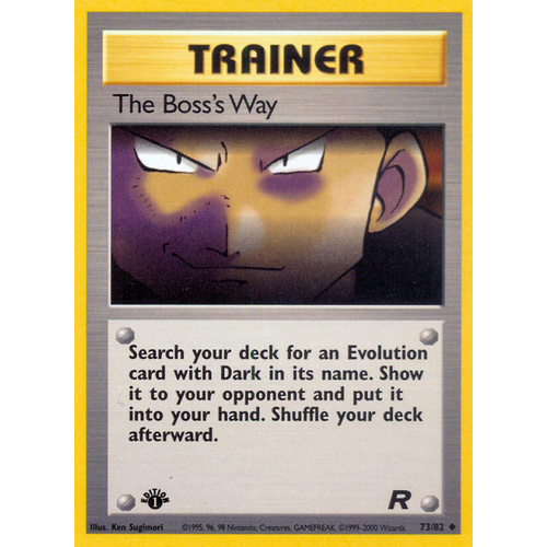 The Boss's Way 73/82 Team Rocket 1st Edition Uncommon Trainer Pokemon Card NEAR MINT TCG