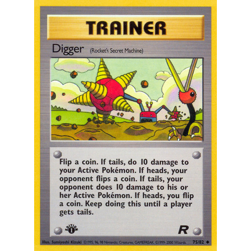Digger 75/82 Team Rocket 1st Edition Uncommon Trainer Pokemon Card NEAR MINT TCG