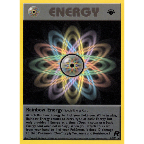 Rainbow Energy 80/82 Team Rocket 1st Edition Rare Pokemon Card NEAR MINT TCG